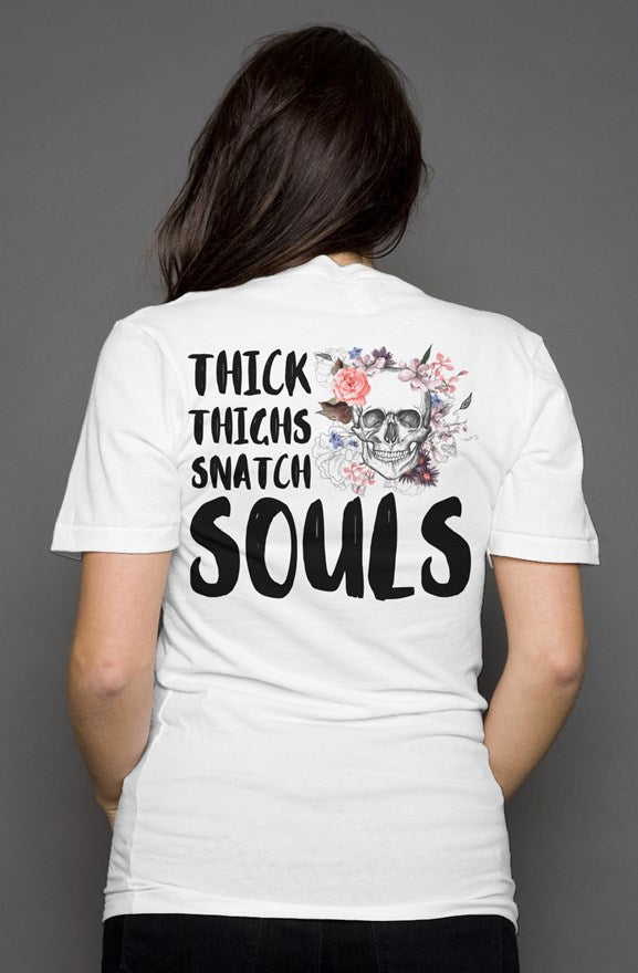 Thick Thighs Snatch Souls - Ladies Deep V Neck