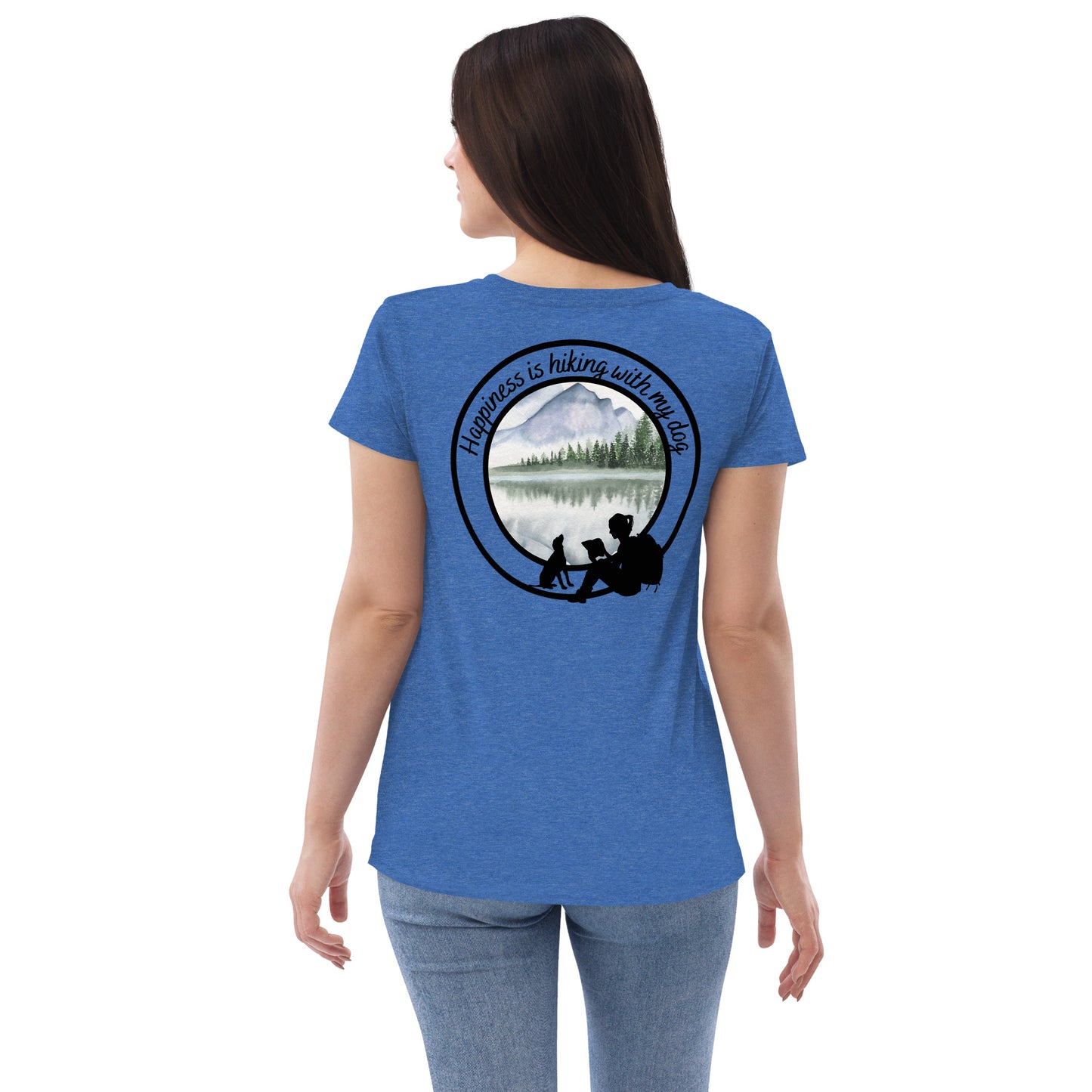 Happiness is hiking with my dog, Women’s v-neck t-shirt